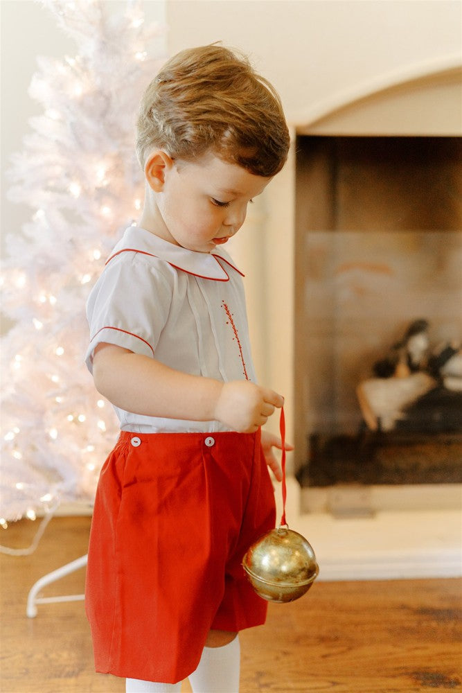 Proper Peony Toddler Boys Ruby Red Christmas Short Set