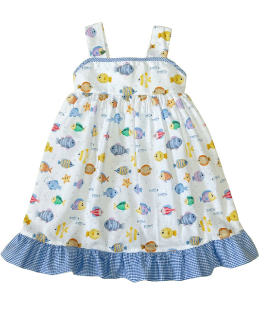 LuLu BeBe Girls Strap Sun Dress - Tropical Fish Print