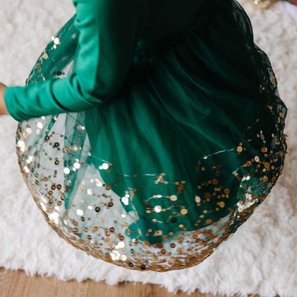 Sweet Wink Girls Sequin Tutu Christmas Dress - Emerald Green with Gold Sequins Best Dressed Child Sweet Wink Girls Sequin Tutu Christmas Dress - Emerald Green with Gold Sequins Best Dressed Child
