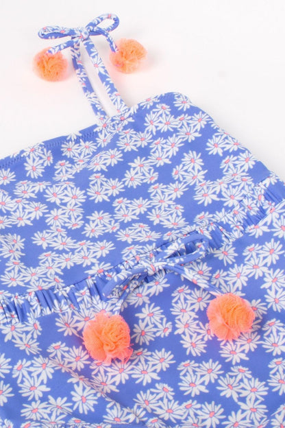 Shade Critters Girls Blue Daisy Pom Pom Swimsuit