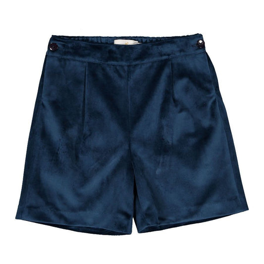 Sal & Pimenta Boys Dressy Velvet Shorts - Mysterious Midnight Blue