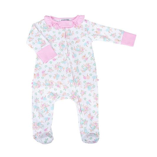 Magnolia Baby Girls Pumpkin Blush Melon Pastels Ruffle Zipper Footie
