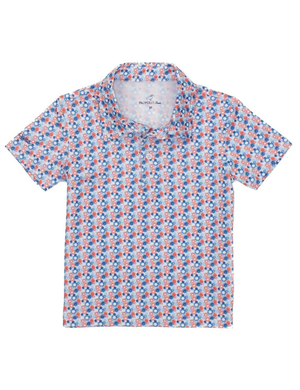 Properly Tied Boys Inlet Polo - Navy Blue & Red Firecracker