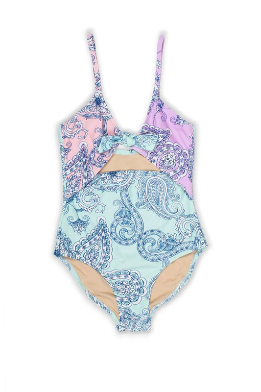 Shade Critters Girls Monokini Swimsuit - Paisley Color Block