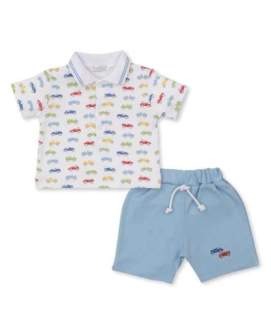 Kissy Kissy Baby Boys Blue Car Central Shorts Set