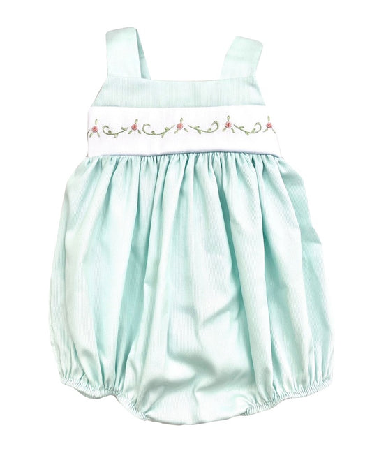 The Best Dressed Child Baby Girls Pique Bubble with Embroidery - Pastel Mint Green