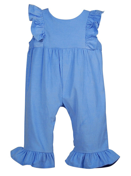 Funtasia Color Works Baby / Toddler Girls Corduroy Ruffle Romper - Periwinkle Blue