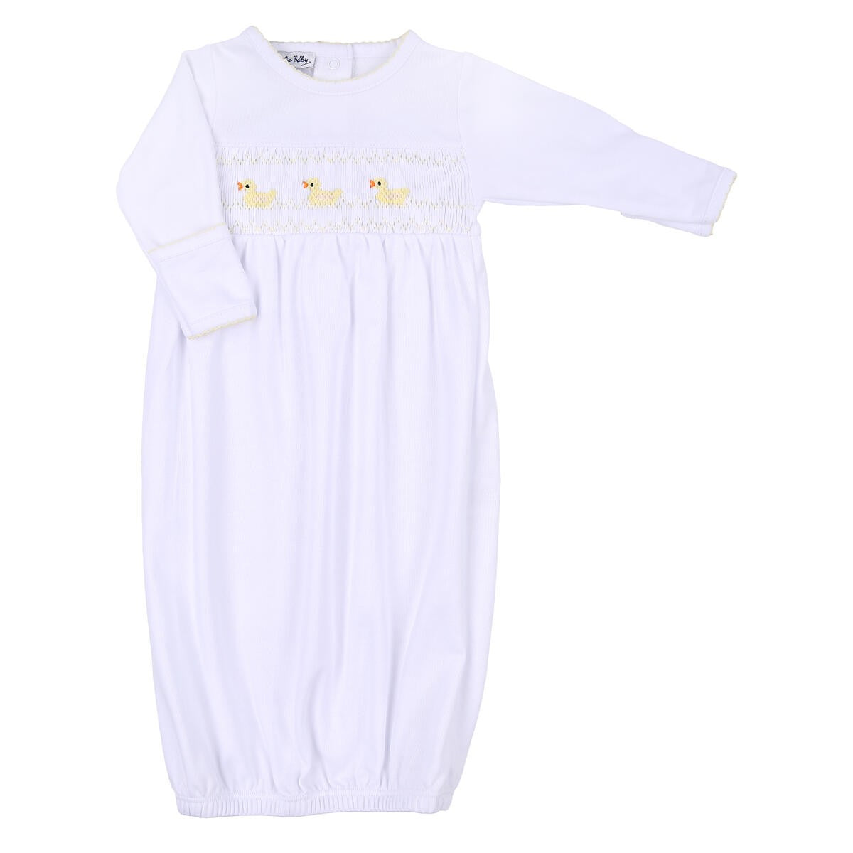 Magnolia Baby White Just Ducky Classics Smocked Gathered Gown