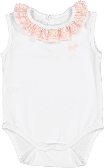 Sal & Pimenta Girls Onesie Bodysuit - Pink Lily Trim