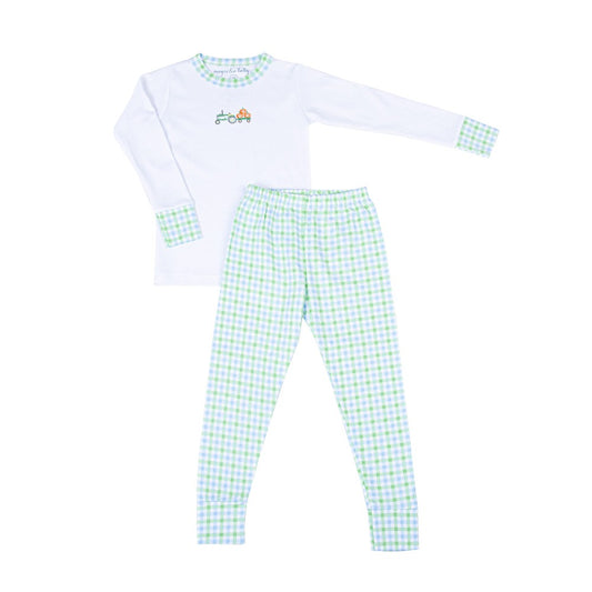Magnolia Baby Vintage Pumpkin Picking Blue Long Pajamas