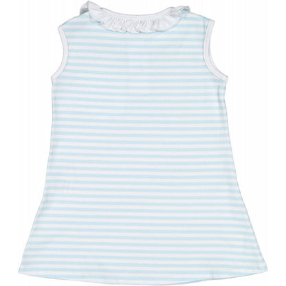 Sal & Pimenta Girls Sleeveless Knit Dress - Stripes - Light Blue