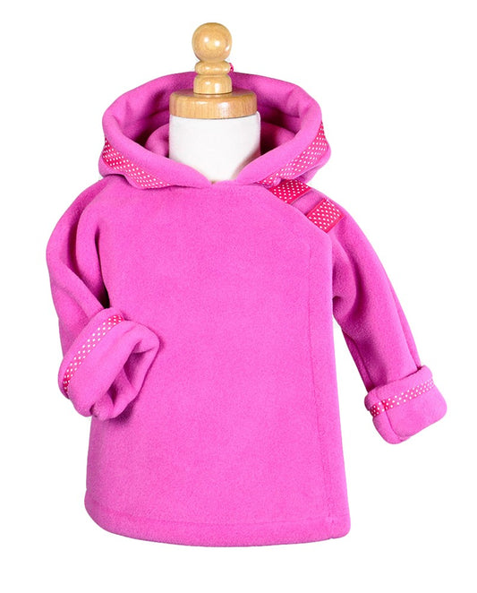 Widgeon Girls Fleece Jacket Coats - Dotted Ribbon Trim - Hot Pink Fuchsia