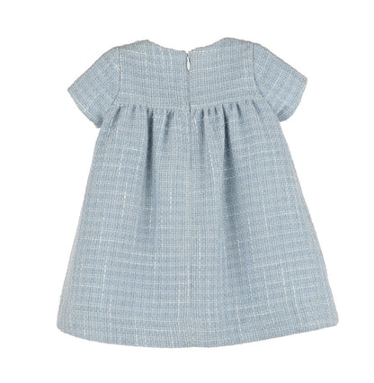 Luli & Me Girls Embroidery Tweed Float Dress - Blue