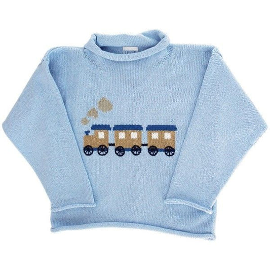 Bailey Boys Roll Neck Sweater - Light Blue - Train