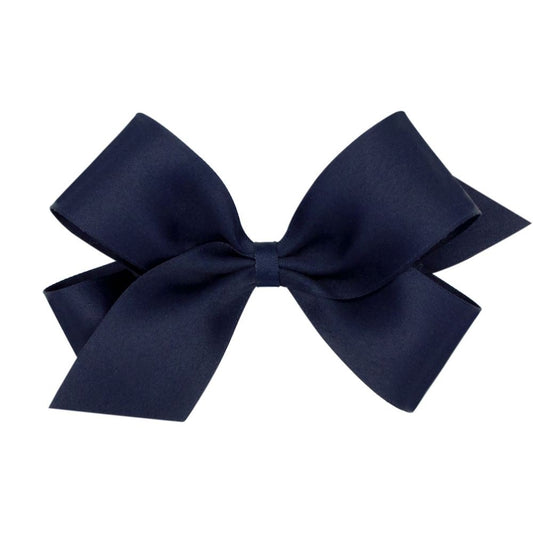 Wee Ones Girls Pastel Matte Satin Hair Bow - Navy Blue