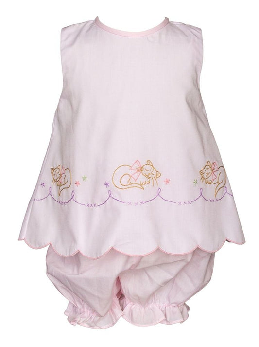 Proper Peony Girls Pink Kittens Bloomers Set