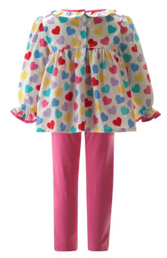 Rachel Riley London Girls Confetti Heart Blouse & Leggings Set