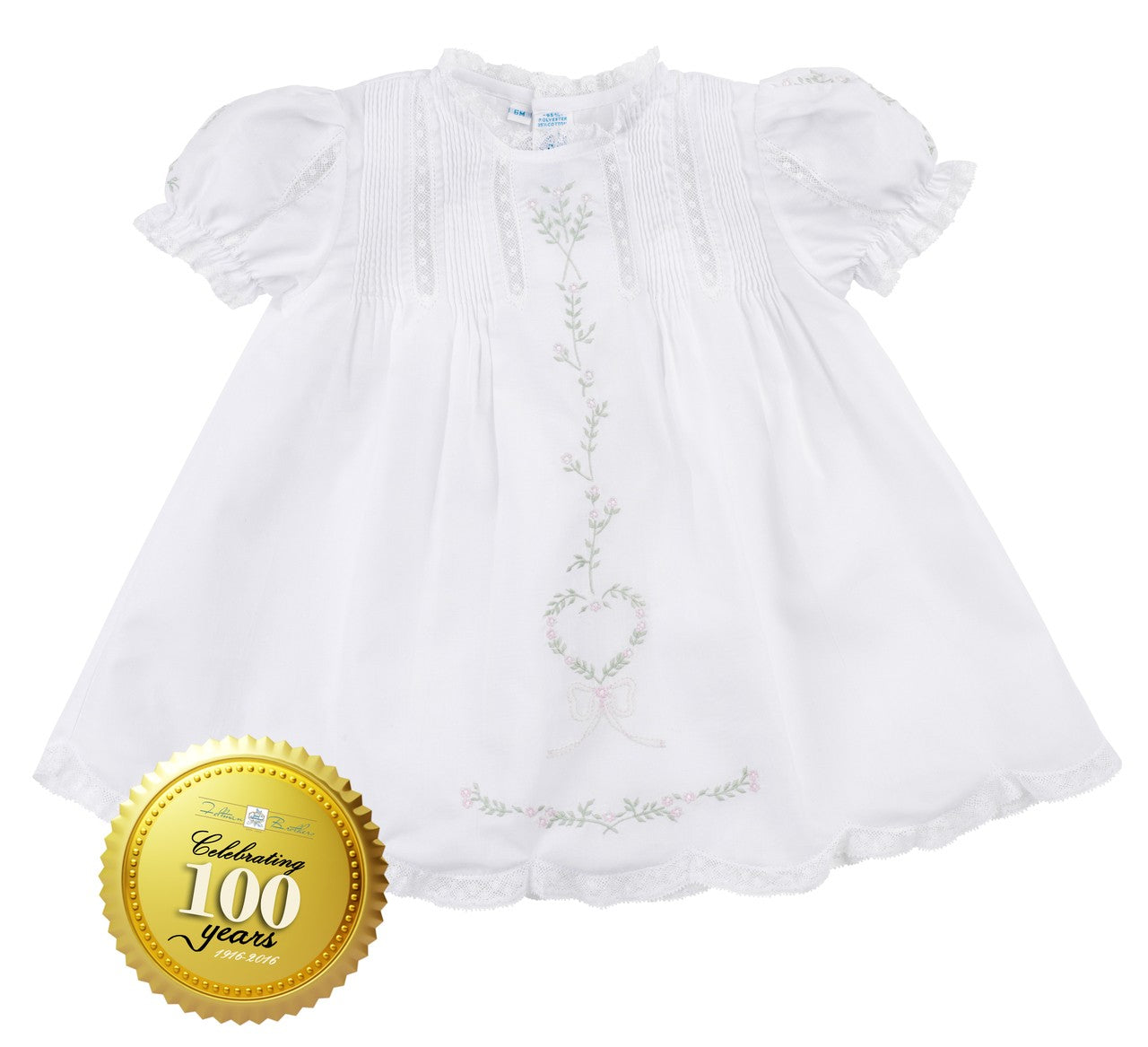 Feltman Brothers Baby Girls White Floral Heart Slip Dress - 100th Anniversary Edition!
