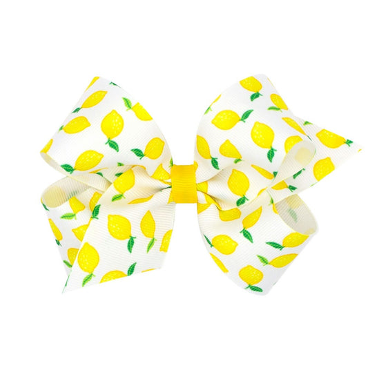 Wee Ones Girls Fruit Print Bow - Yellow Lemons