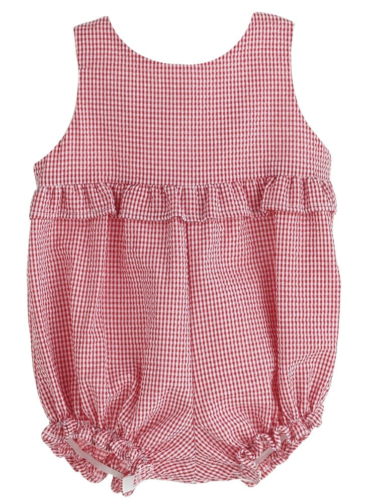 Funtasia Color Works Baby Girls Seersucker Ruffle Bubble - Red