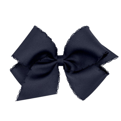 Wee Ones Girls Hair Bow - Monotone Moonstitch - Navy Blue