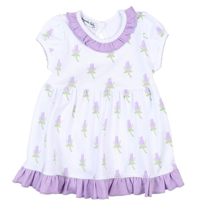 Magnolia Baby Girls Lavender Rosebud Printed Dress