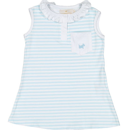 Sal & Pimenta Girls Sleeveless Knit Dress - Stripes - Light Blue