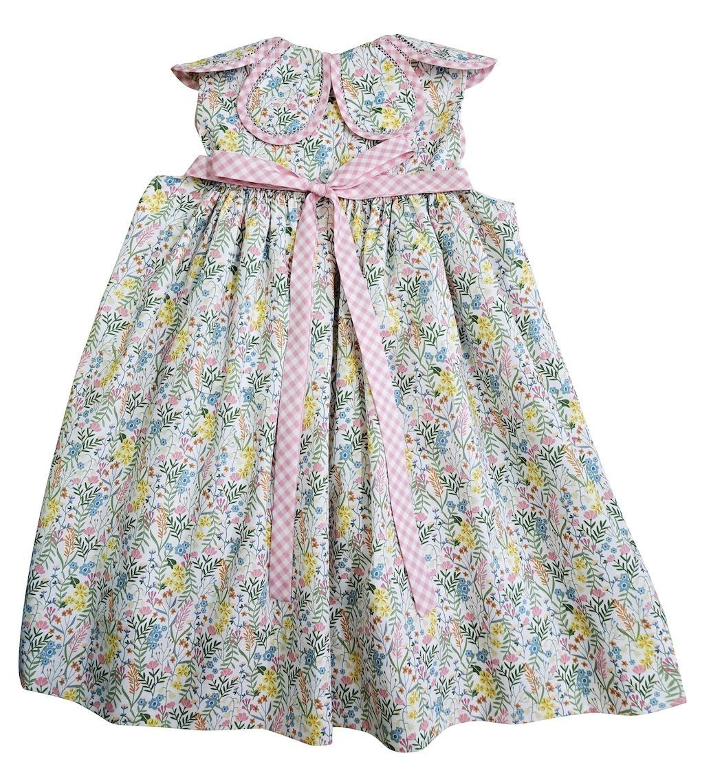 Marco & Lizzy Girls Pink Floral Petal Collar Dress