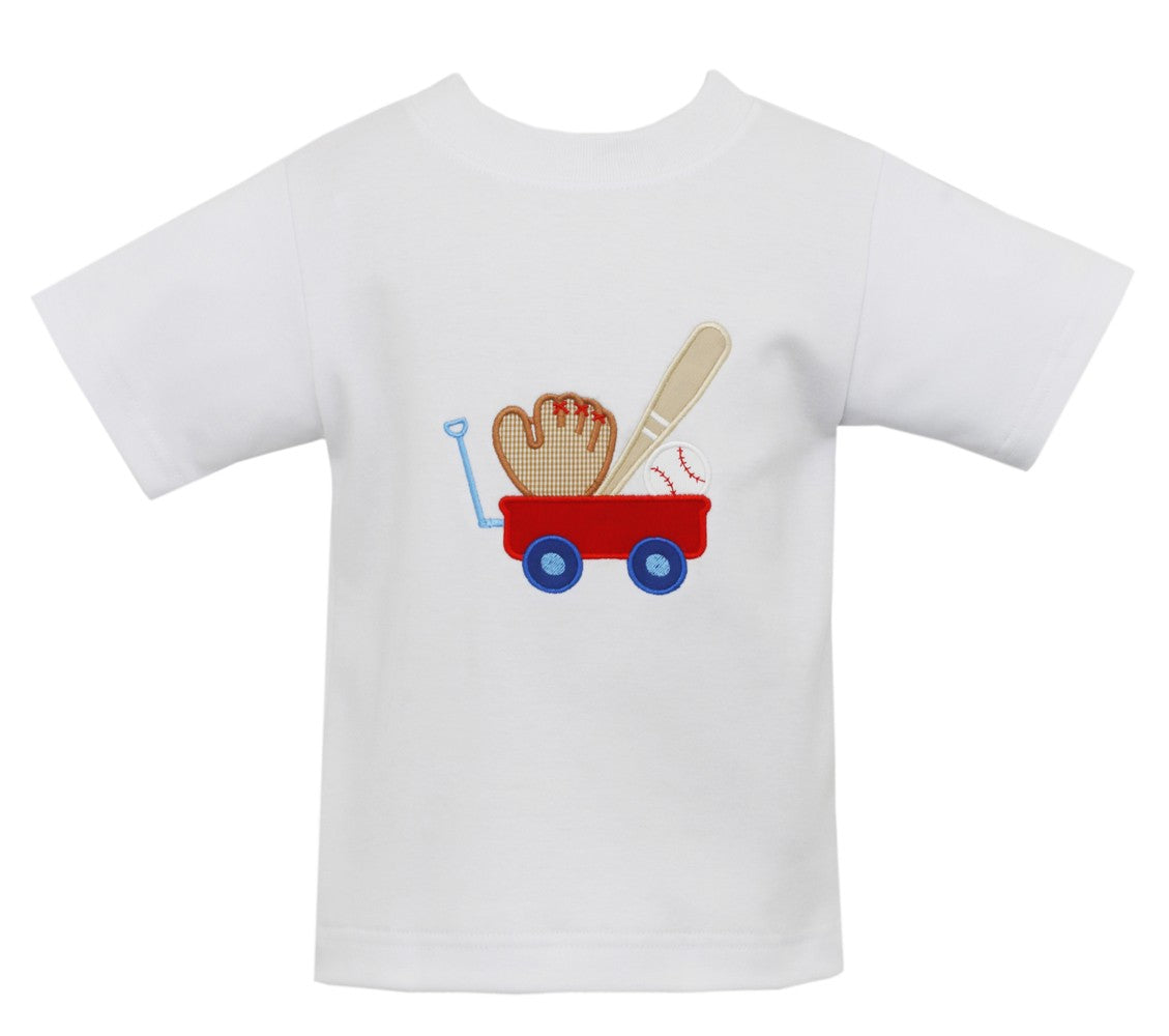 Claire & Charlie Boys White Tee Shirt - Baseball Wagon