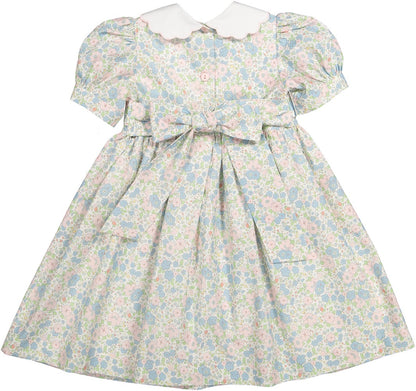 Sal & Pimenta Girls Dress - Blue & Pink Sprinkles Floral
