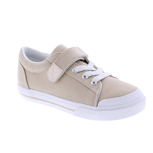 Footmates Kids Shoes - Jordan Vulcanized Canvas with Velcro - Stone