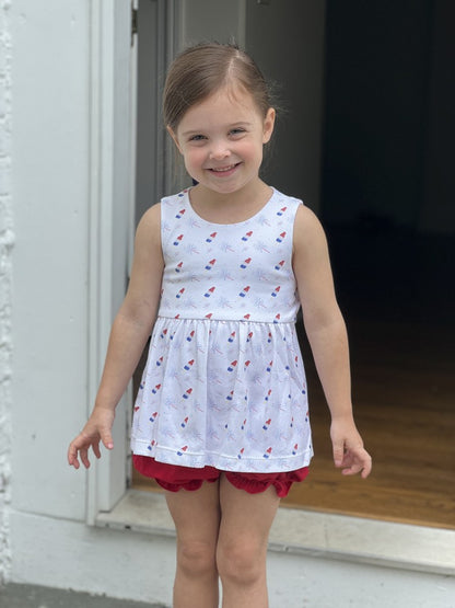 James & Lottie Girls Sophia Bloomers Set - Patriotic Popsicles