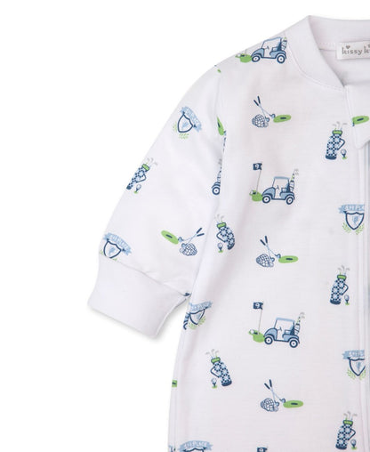 Kissy Kissy Baby Boys Longest Drive Golf Print Footie with Zipper - Blue