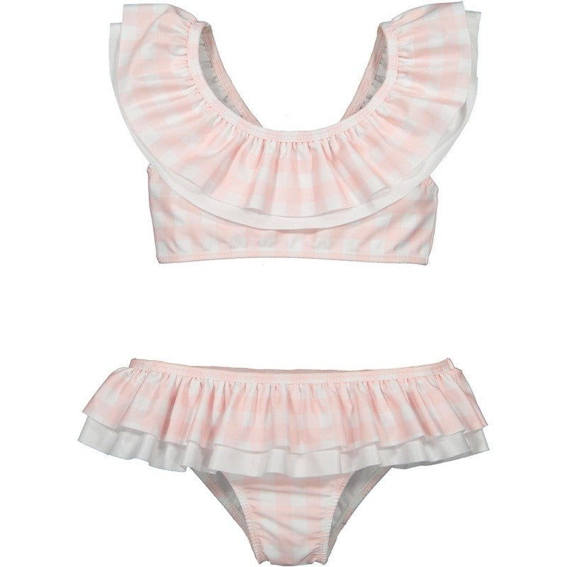 Sal & Pimenta Girls Blush Pink Square One Swimsuit - Ruffle Bikini