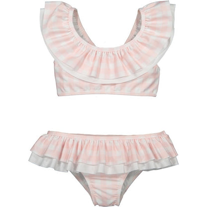 Sal & Pimenta Girls Blush Pink Square One Swimsuit - Ruffle Bikini
