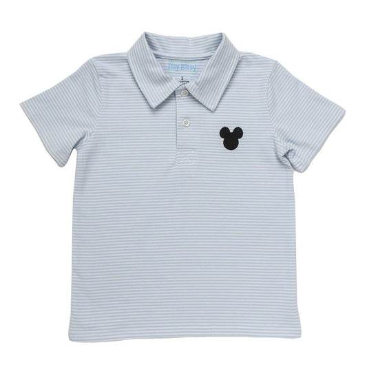Itsy Bitsy Boys Light Blue Polo Shirt - Mouse Ears Embroidery