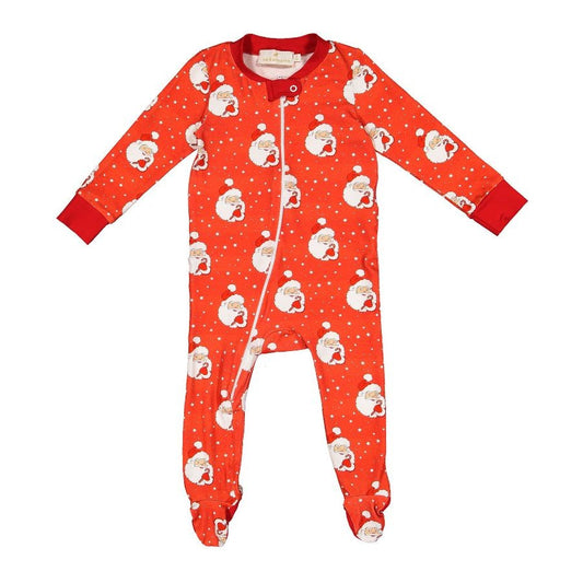 Sal & Pimenta Baby Boys Footie Christmas Pajamas - One Piece - Red Santa Glows
