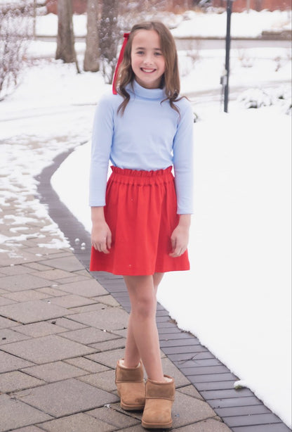 James & Lottie Girls Blakely Knit Skirt - Red