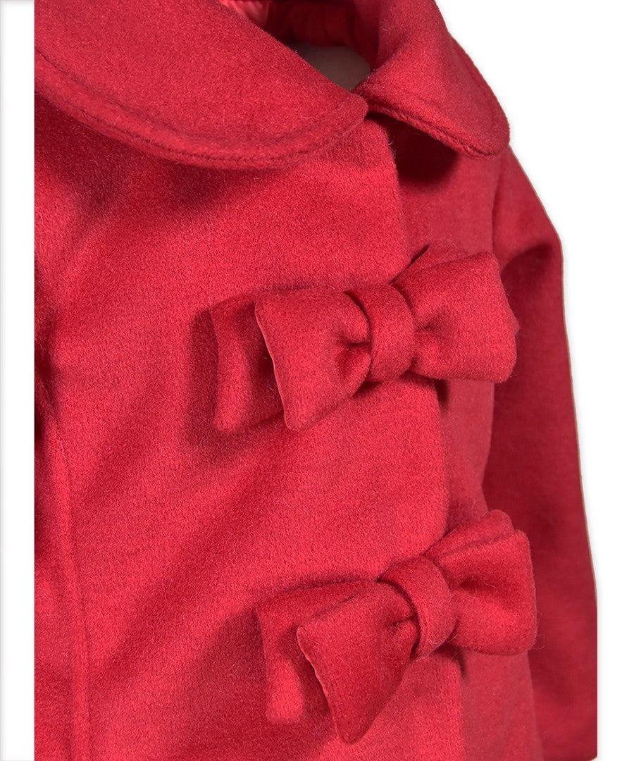 Widgeon Girls Dress Coats - Two Bow Car Coat - Red