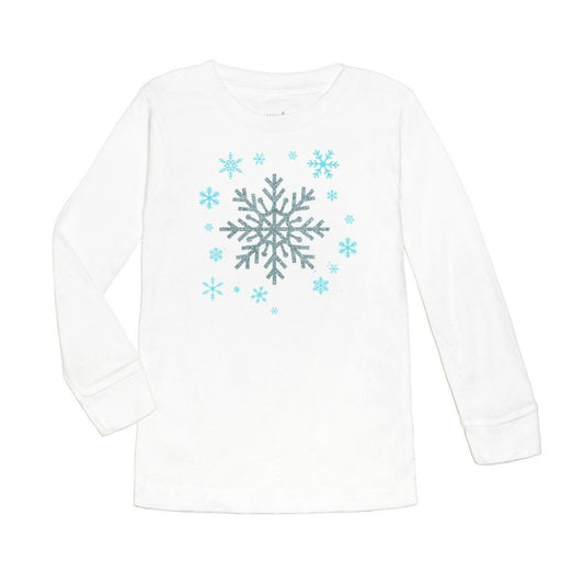 Sweet Wink Girls Long Sleeved White Tee Shirt - Snowflake