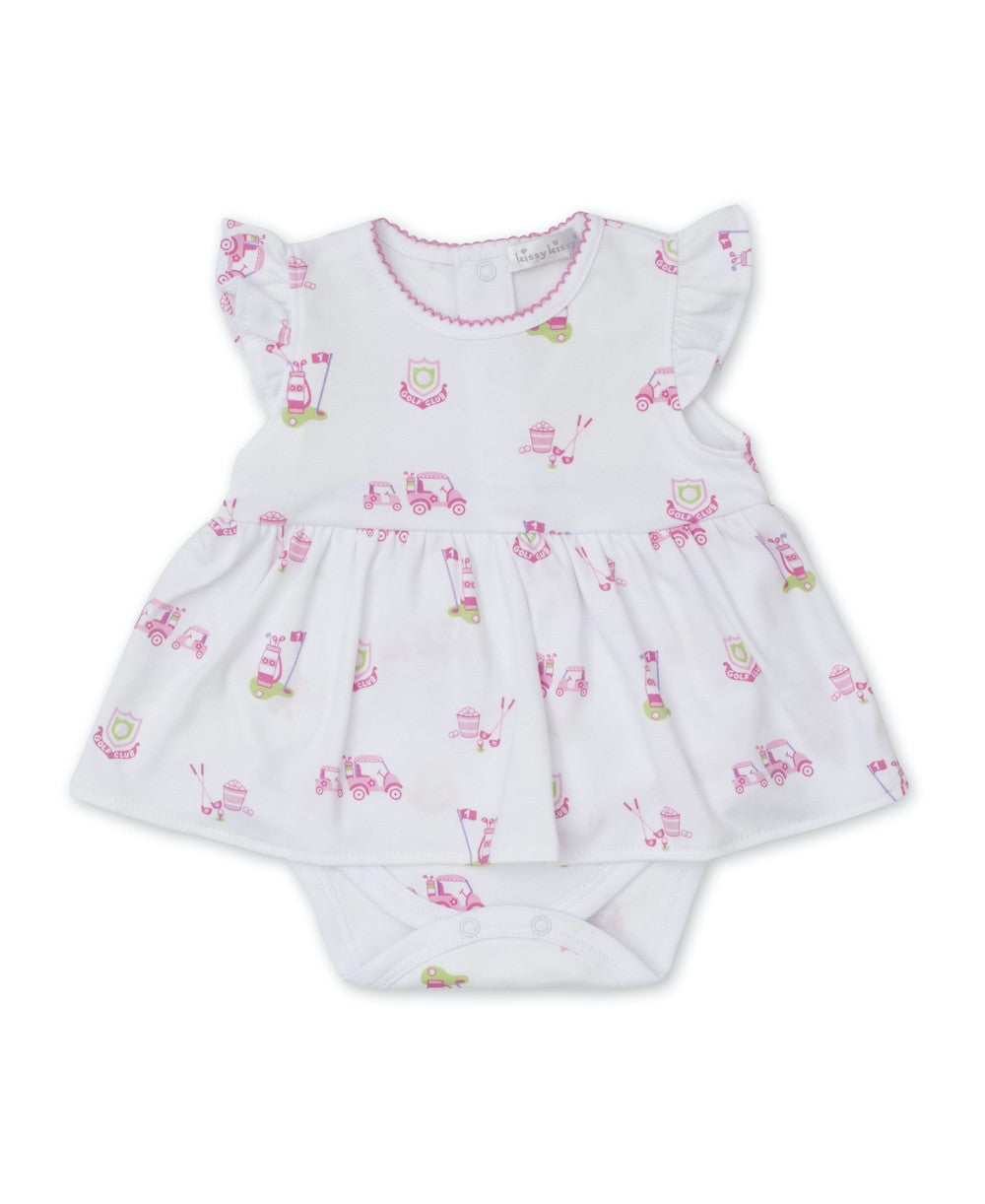 Kissy Kissy Baby Girls Pink Hole in One Golf Print Bodysuit Dress
