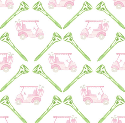 James & Lottie Girls Sally Skirt Set - Pink Tank with PAR-TEE Golf Print Skirt