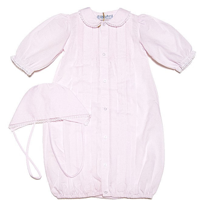 Feltman Brothers Newborn Baby Girls Pink Take Me Home Gown - Lace Trim & Bonnet
