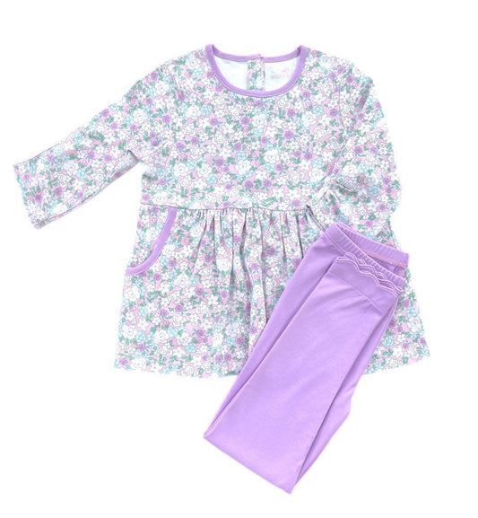 James & Lottie Girls Saylor Knit Leggings Set - Lavender Floral