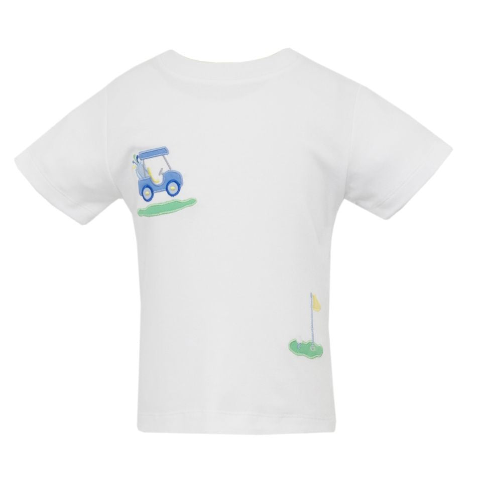 Claire & Charlie Boys White Shirt - Applique Golf Theme