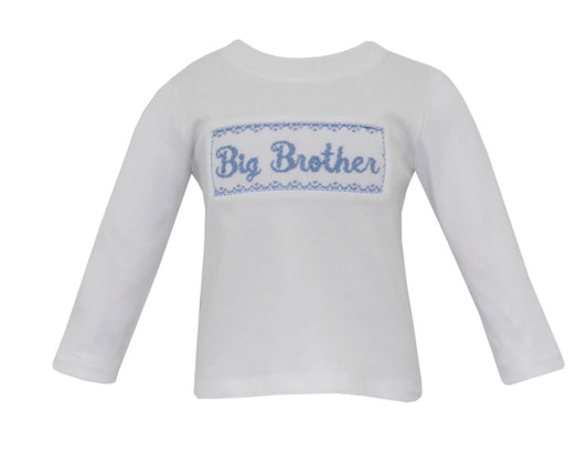 Anavini Velani Boys White Shirt - Blue Smocked Big Brother by Anavini