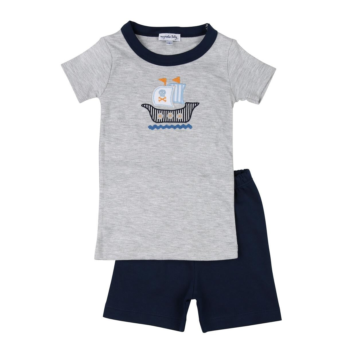Magnolia Baby Little Boys Gray & Navy Blue Pirate's Life! Short Pajamas