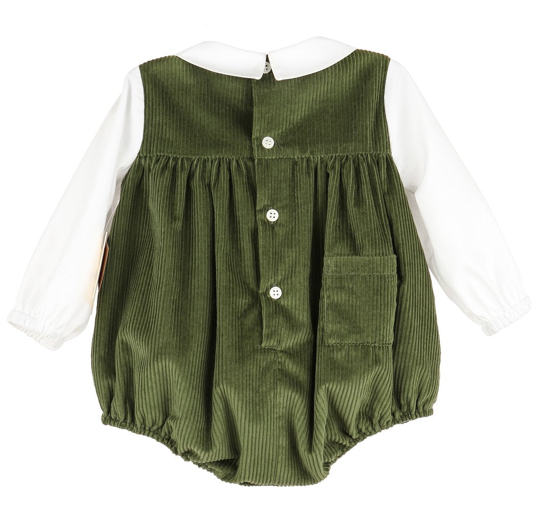 Sophie & Lucas Baby Boys Loden Green Cord Bubble Set