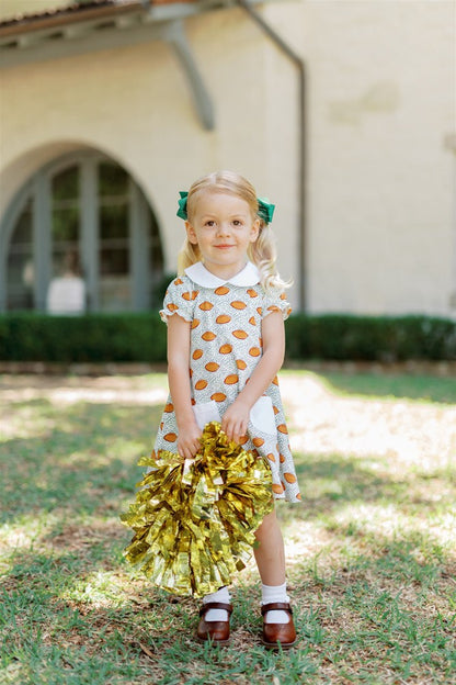 Proper Peony Pima Girls Green Football Touchdown Dress
