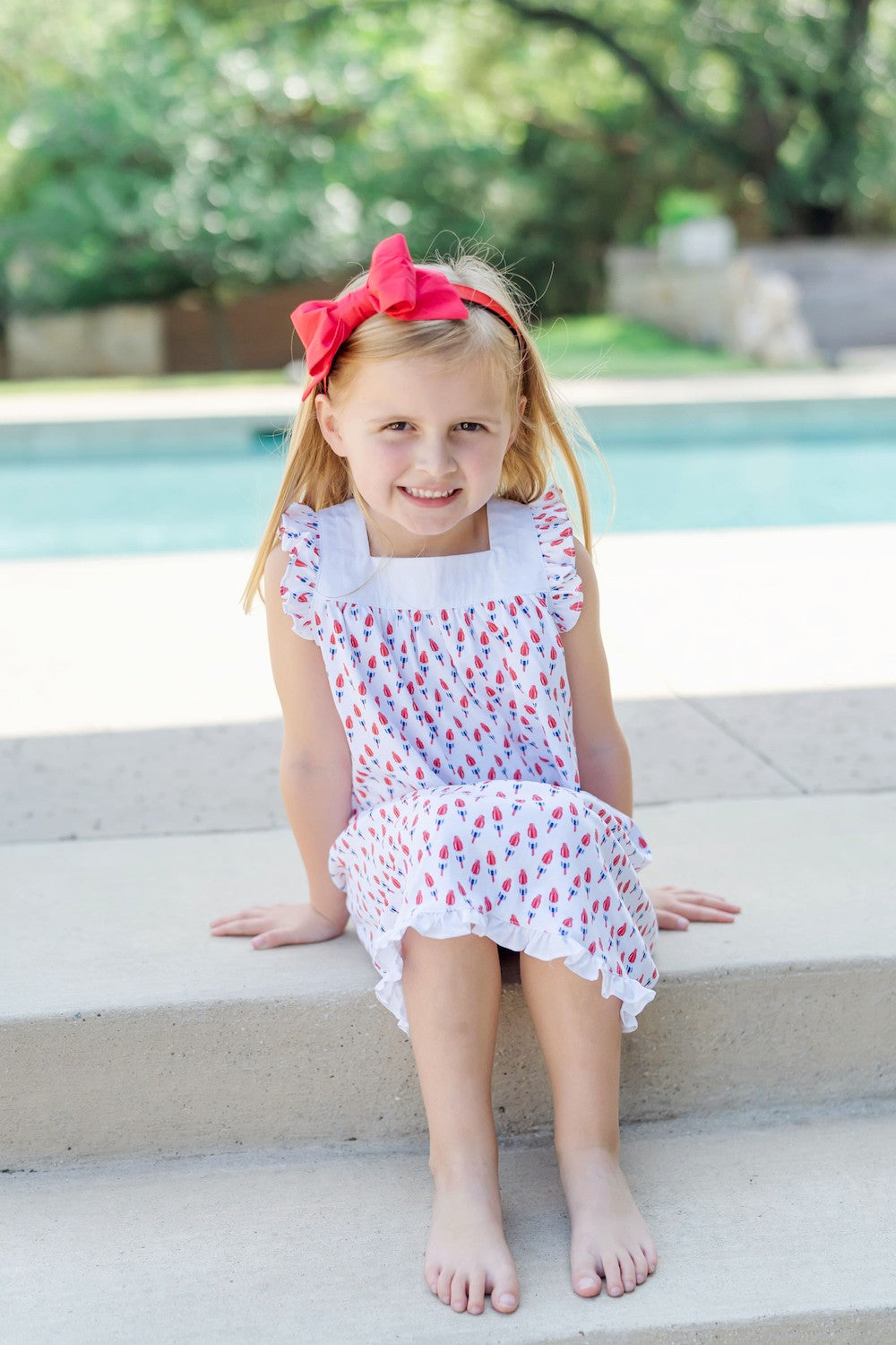 Lila & Hayes Girls Caroline Dress - Patriotic Popsicles